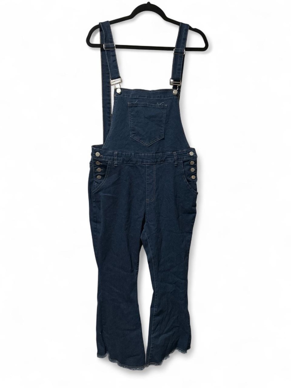 Women's Dark Blue Denim Overalls - Classic Casual Jumpsuit 1XL